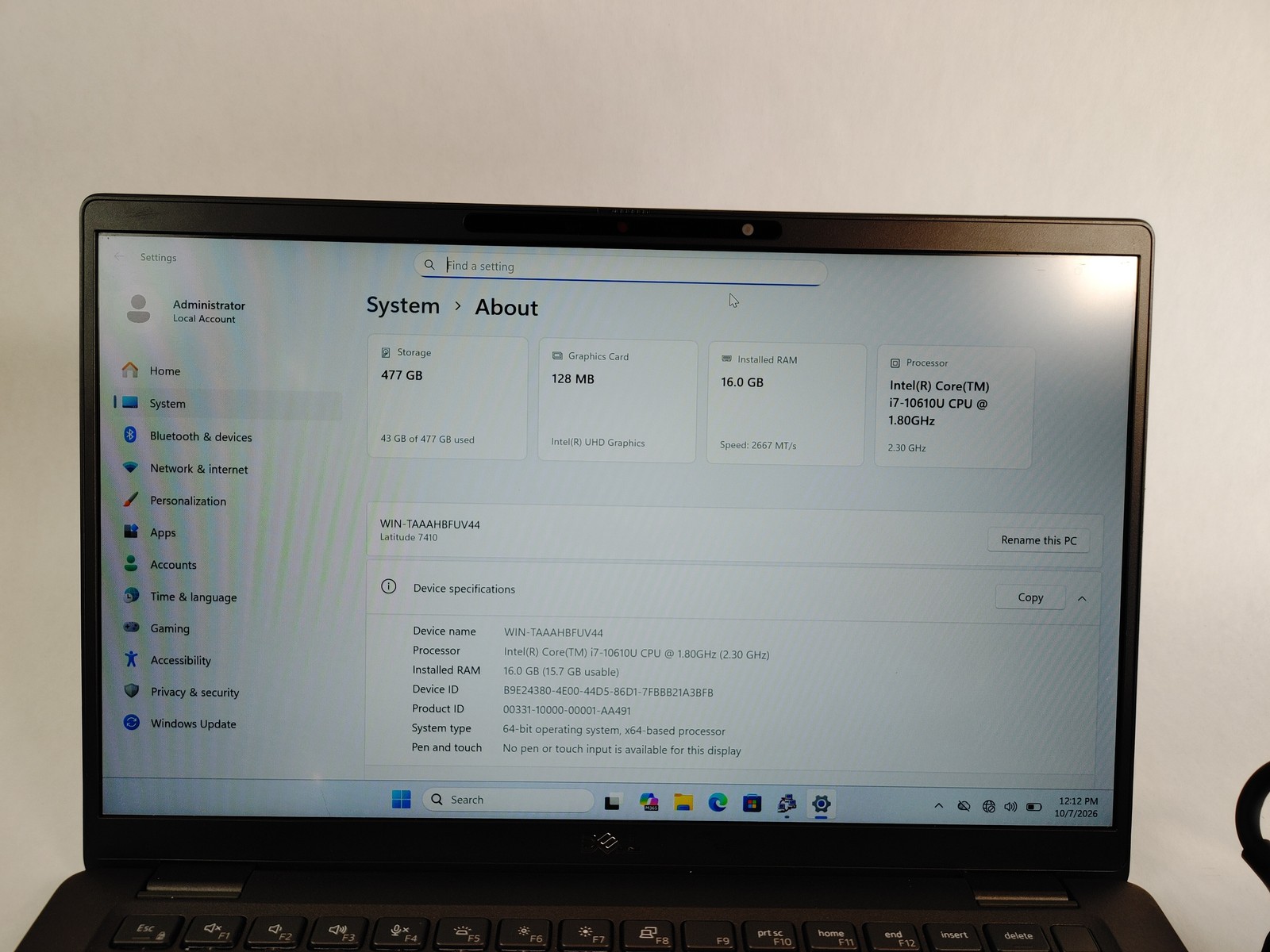 Dell Latitude 7410 Core i7-10610U 1.80 GHz 16 GB DDR4 512 GB NVMe Windows 11 Pro — photo 2