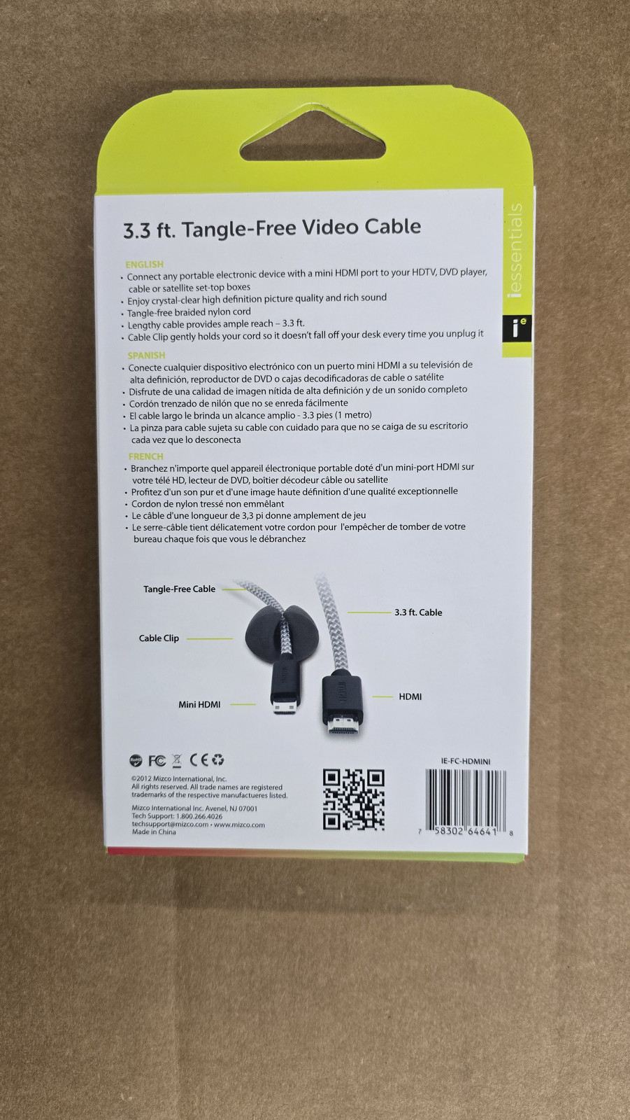 NEW IEssentials 3.3 Ft. Tangle Free HDMI To Mini HDMI Cable With Clip — photo 3