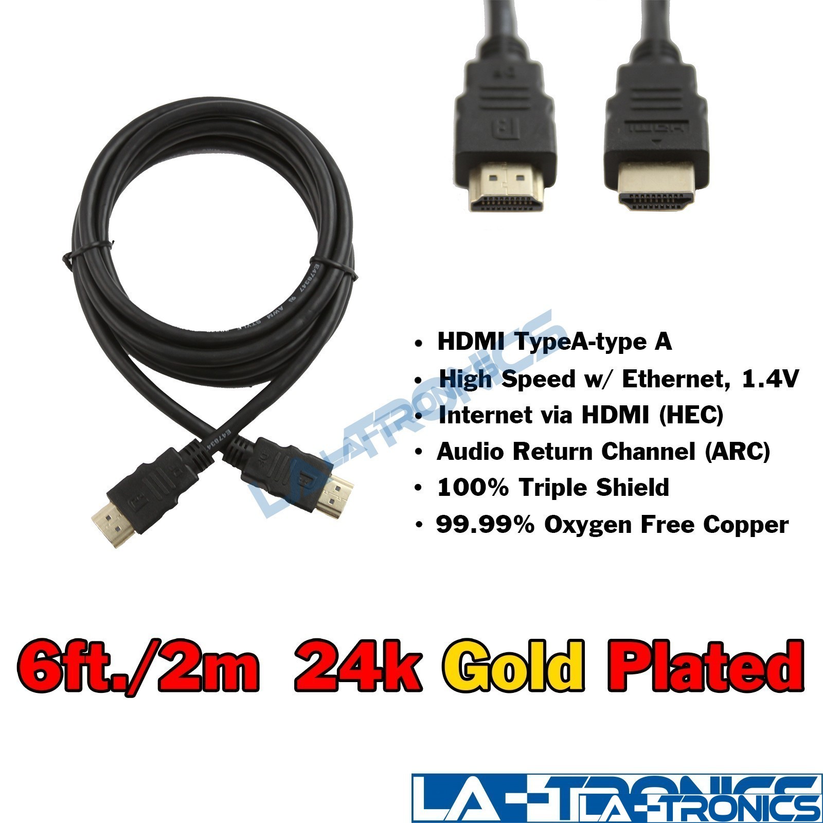 NEW Premium 6ft HDMI 24K Gold Plate 1.4V Cable Male To Male Full HD 1080p HDTV — photo 2