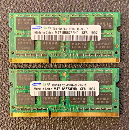 Samsung 4GB 2 X 2GB DDR3 PC3-8500S SODIMM Laptop Memory RAM M471B5673FH0-CF8