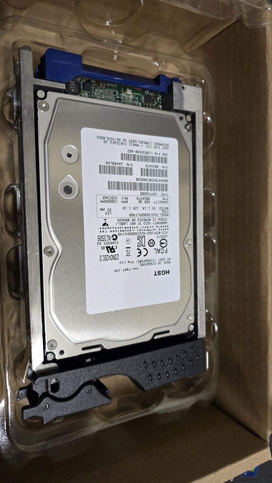 DELL HGST HUS156060VLF400 600GB 15K Fibre Channel 3.5" Hard Drive W/Tray 0B24478 — photo 2