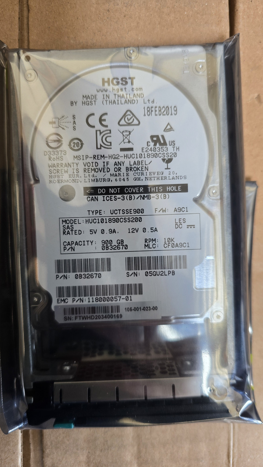 DELL HGST 900GB 0B27976 12Gb/s 128MB 512n 2.5" SAS 0 Hours HDD HUC101890CSS200