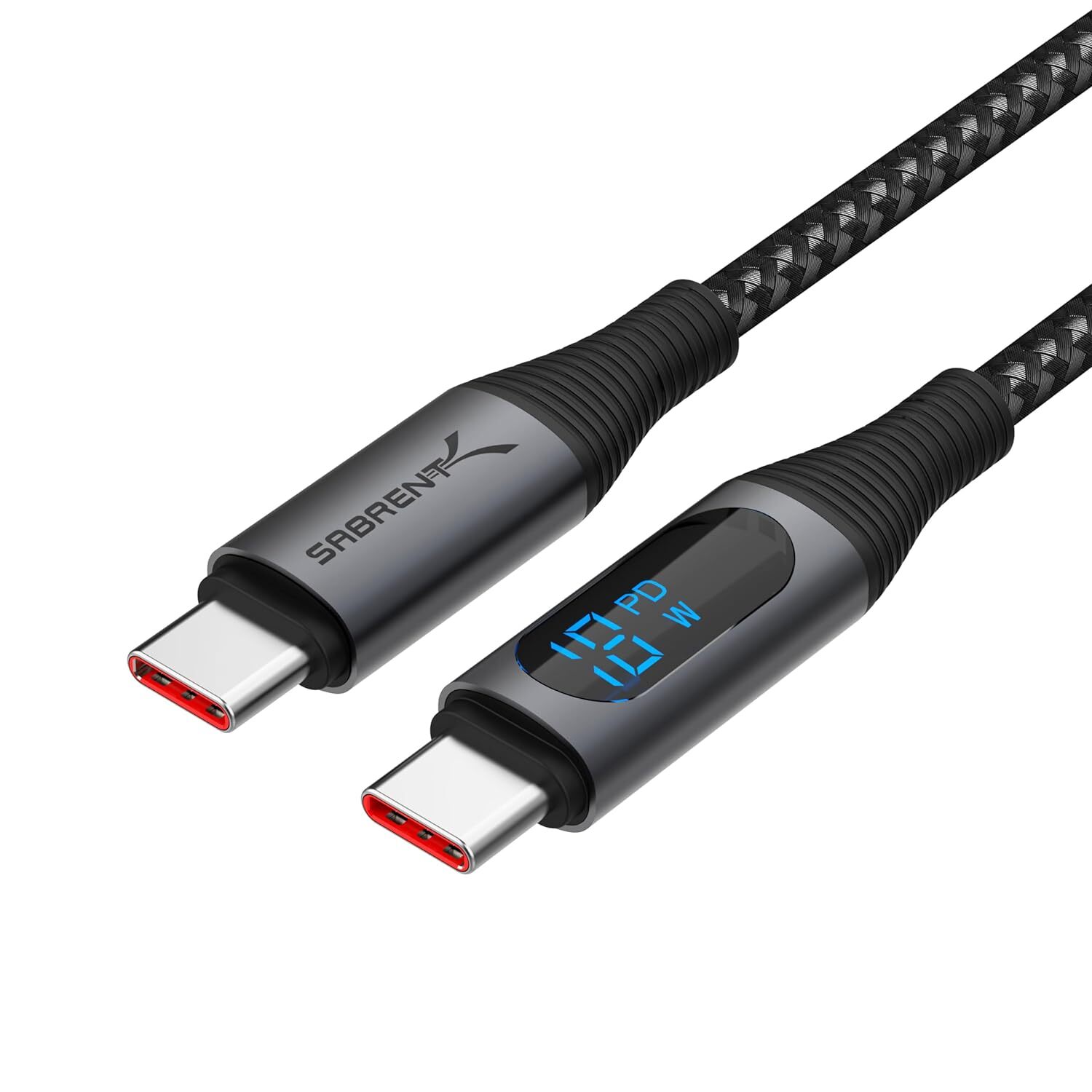 SABRENT USB C To USB C Charging Cable With Smart Display 2M 6.5FT CB-C2C2