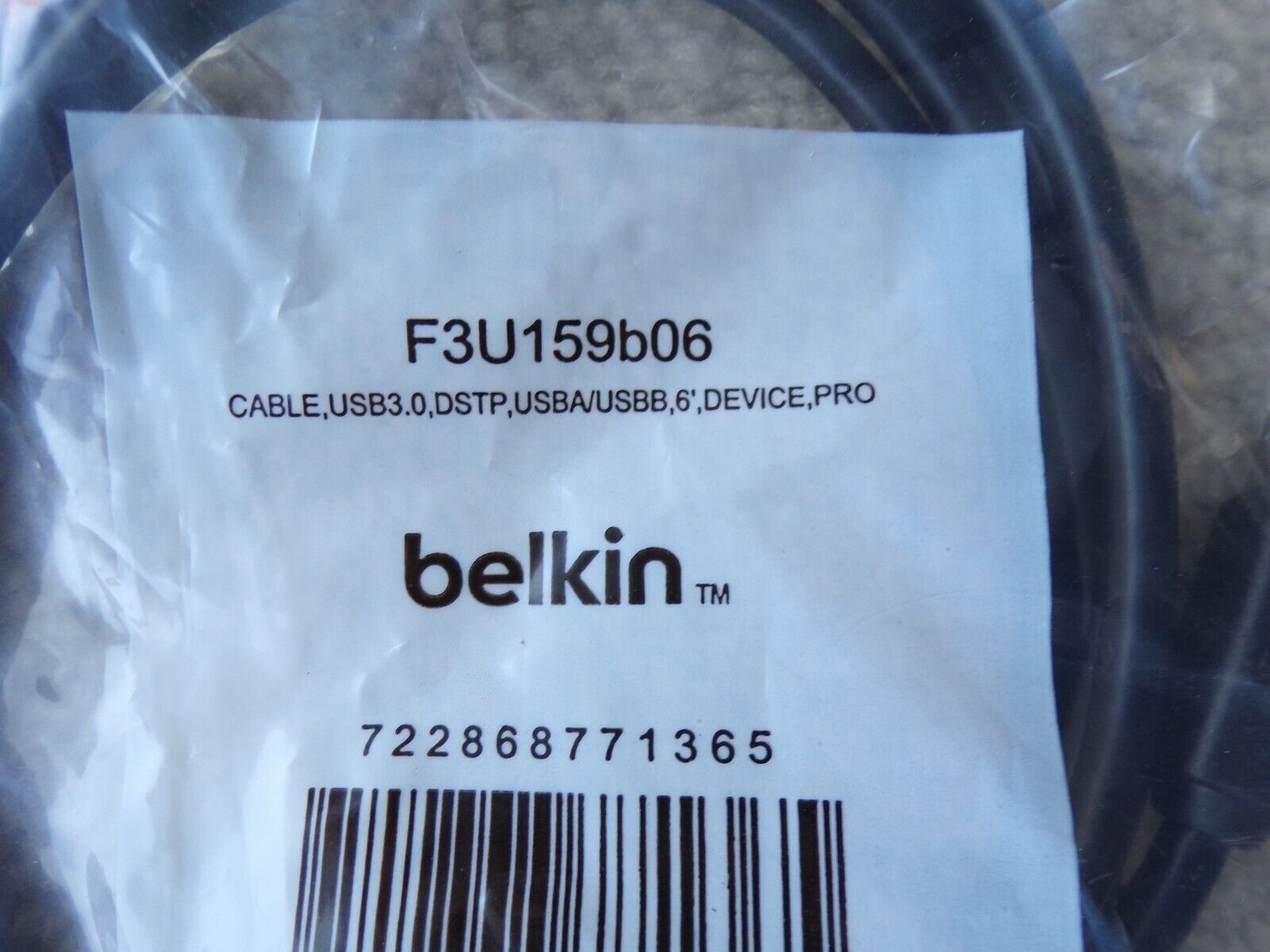 BELKIN F3U159B06 Superspeed USB 3.0 Cable DSTB 6 Foot Device Pro; T8 — photo 2