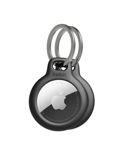 Apple AirTag Secure Holder With Durable Scratch Resistant Black Key Ring 2PK