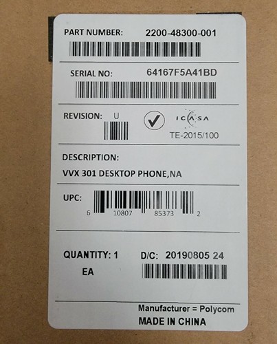 Polycom VVX 301 IP Cable Business Media Desktop 6-Line HD Phone PoE VoIP - Black — photo 4