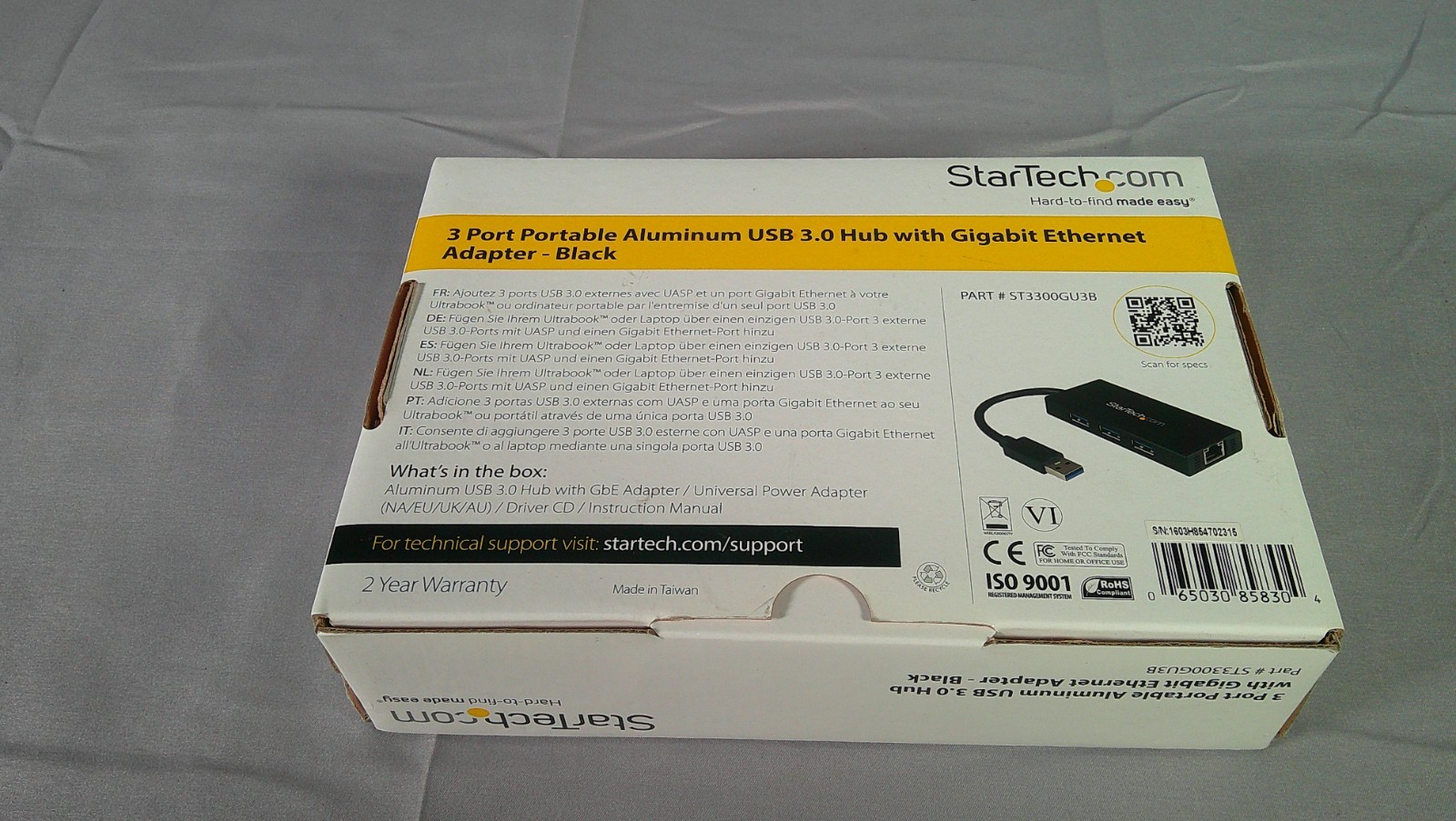 NEW StarTech ST3300GU3B 3-Port USB 3.0 Hub With Gigabit Ethernet — photo 3