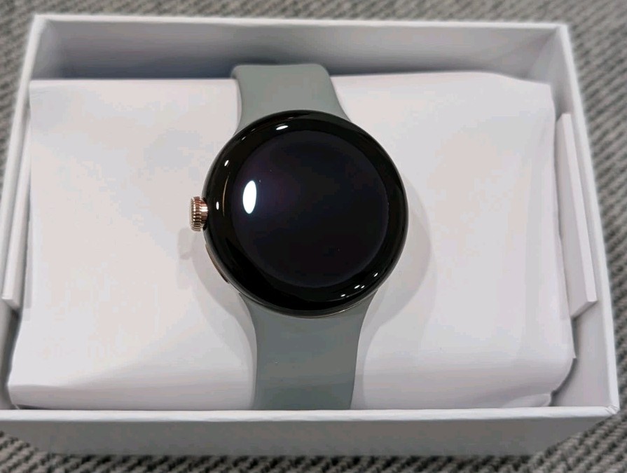 Google Pixel Watch 1st Gen Champagne Gold Stainless Steel Case, Hazel Band