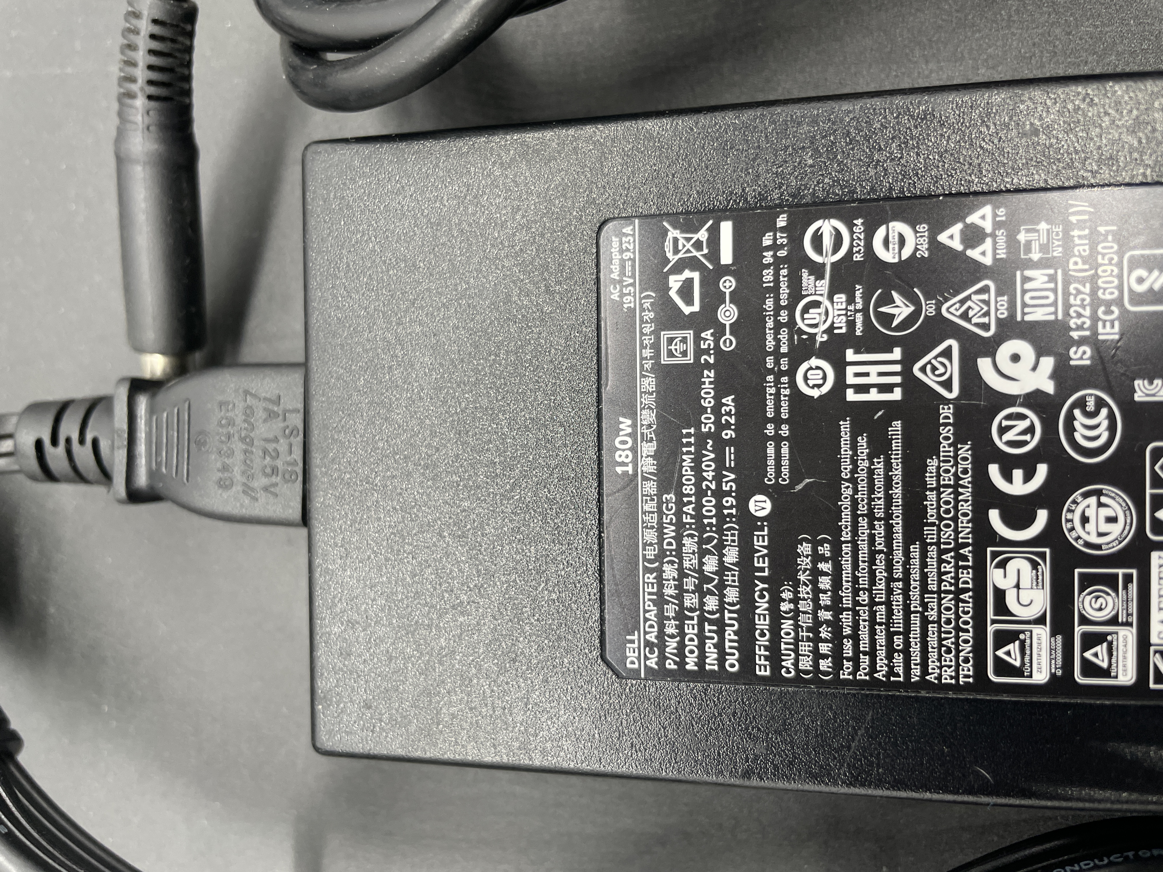 Used Dell 180W AC Adapter 19.5v 9.23A DW5G FA180PM111 — photo 2
