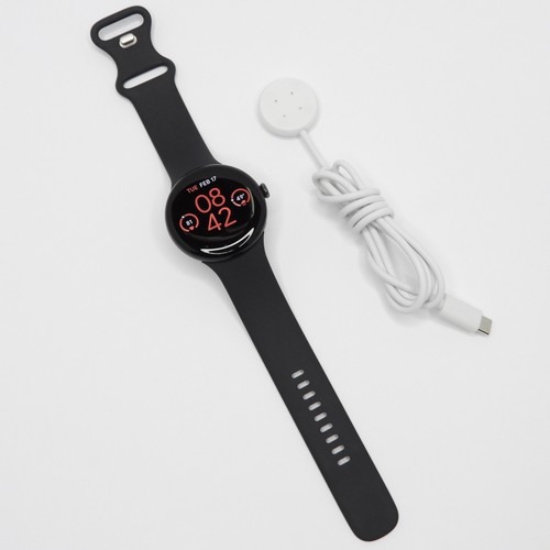 Google Pixel Watch 3 45mm Wi-Fi Aluminum Case Matte Black Large Obsidian Band