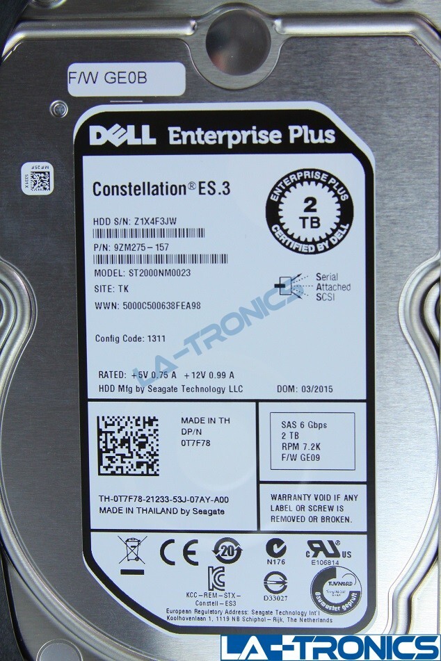 ST2000NM0023 9ZM275 DELL Seagate 2TB 7.2K RPM 6Gb/s 3.5" SAS HDD Hard Drive — photo 3