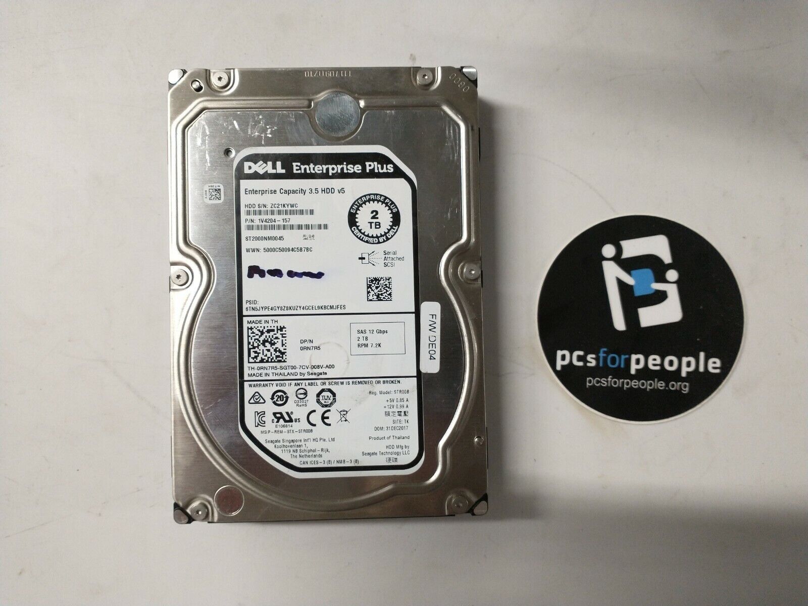 Dell Enterprise Plus 2TB 7.2K SAS 12GBPS 3.5" HDD0RN7R5-CML