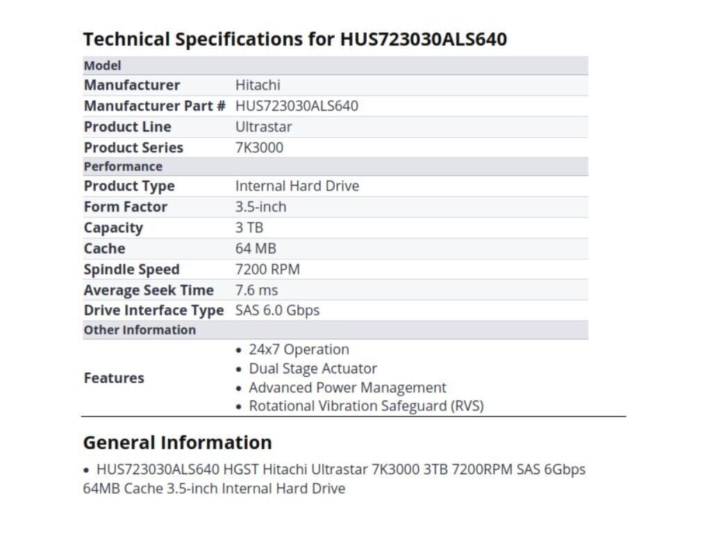 Hitachi 3.5” 3TB 7.2K SAS 6Gb/s 64MB Cache HDD Ultrastar SAS HUS723030ALS640 — photo 3