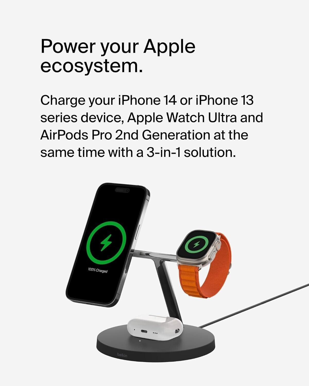 Belkin BOOSTCHARGE PRO 3-in-1 Wireless Charging Stand With MagSafe - Black — photo 2