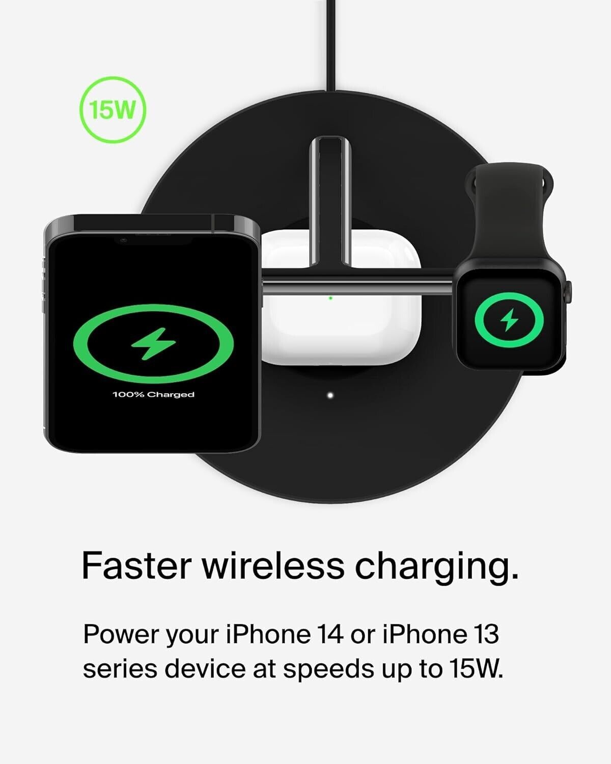 Belkin BOOSTCHARGE PRO 3-in-1 Wireless Charging Stand With MagSafe - Black — photo 3