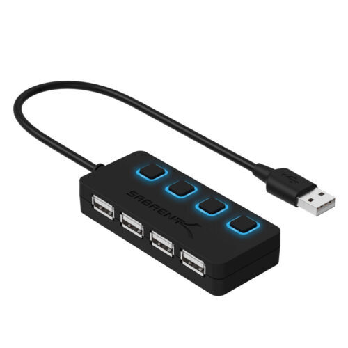 HB-UMLS Sabrent 4-Port USB 2.0 Hub With Individual LED Power Switches